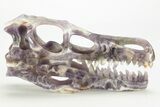 Carved Amethyst Dinosaur Crystal Skull - Ferocious! #227045-1